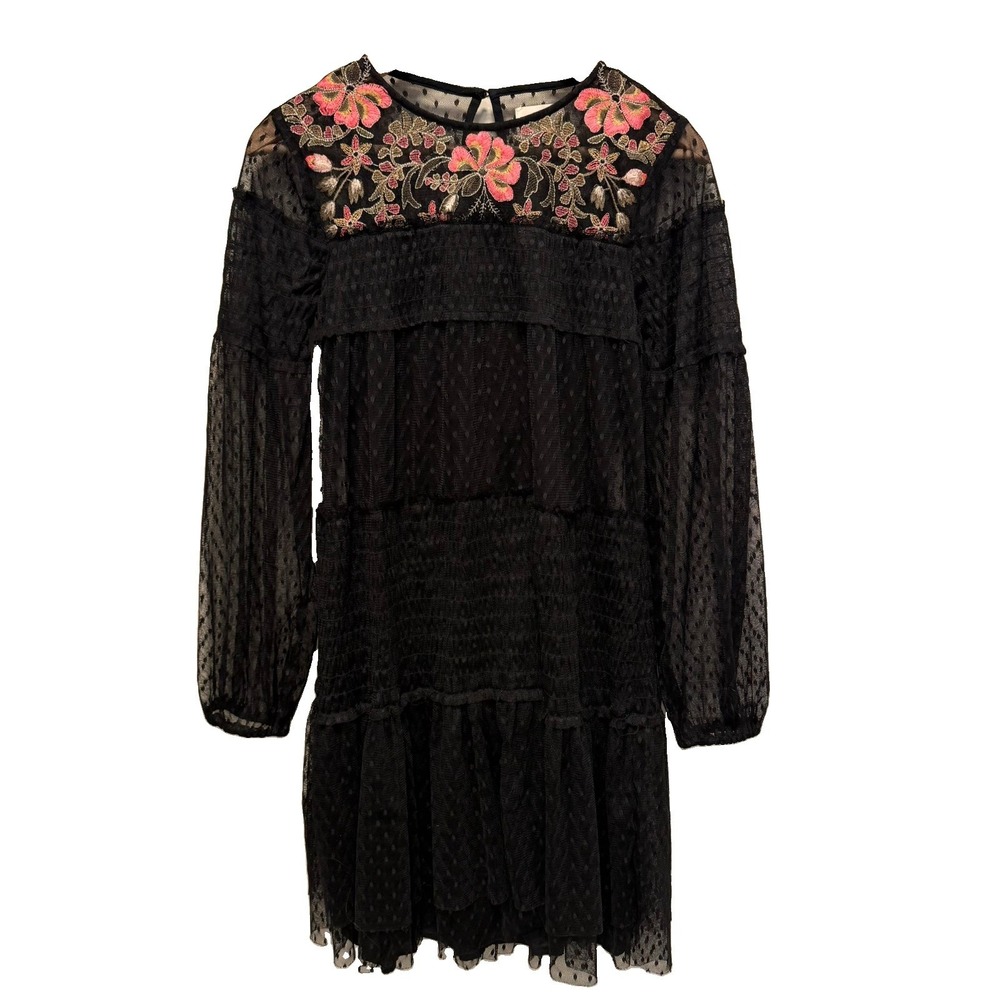 Anthropologie Maeve Samara mesh floral embroidered sheer tunic dress size xsmall
